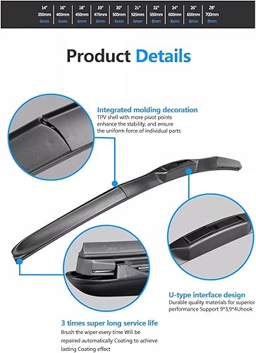 Miniatura 3 de GRAVEE - Limpiaparabrisas de repuesto para automóvil, delantero de 22 + 21 pulgadas, para automóvil (paquete de 2)