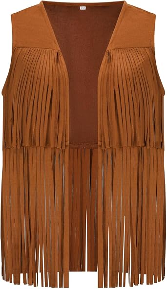 Girls Suede Fringe Vest Western Cowgirl Outfits Sleeveless Tassels Outfit Shirt Jacket