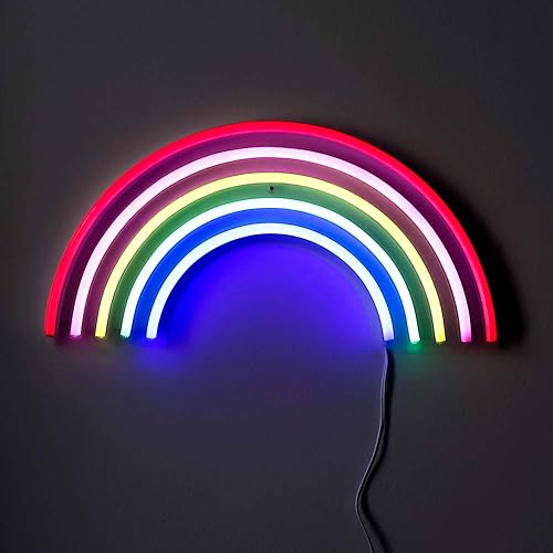 Miniatura 5 de Isaac Jacobs Letrero de pared LED de neón con texto en inglés "Arco iris multicolor" de 15 x 7.5 pulgadas para luz fría, arte de pared, decoración