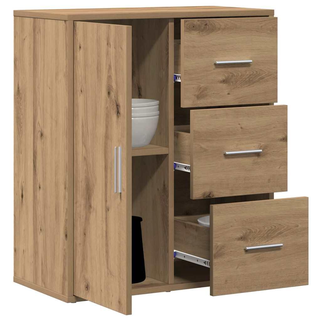 Credenza in rovere Artisan, 60 x 31 x 70 cm, comò con 3 cassetti