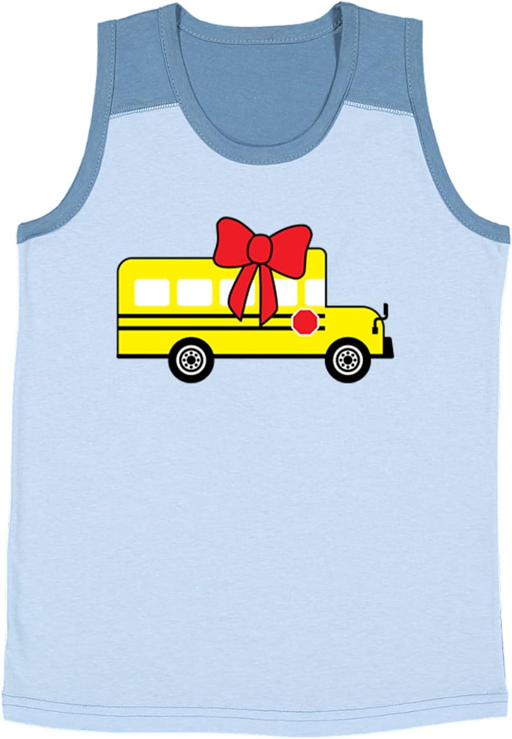School Bus with Bow - Back to School Youth Contrast Back Tank Top