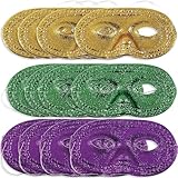 Fun Express Mardi Gras Glitter Half Masks - Apparel Accessories - 12 Pieces