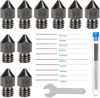 APAAZO 10PCS MK8 Nozzle Super Hardened Steel Carbon With Cleaning Needle Compatible With SWISS MK8 1.75mm 3D Printer Hexagon Nozzle Compatible With Ender3 CR10