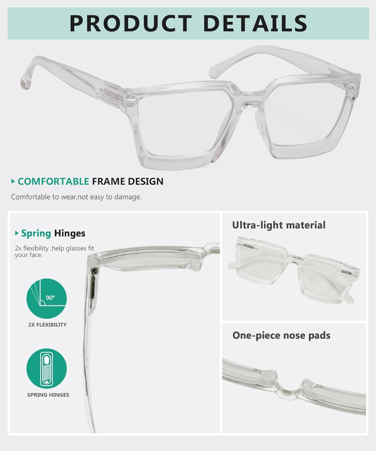 Eyekepper Multifocus Progressive Computer Readers Women - Noline Trifocal Reading Glasses Blue Light Filter Oversize Frame