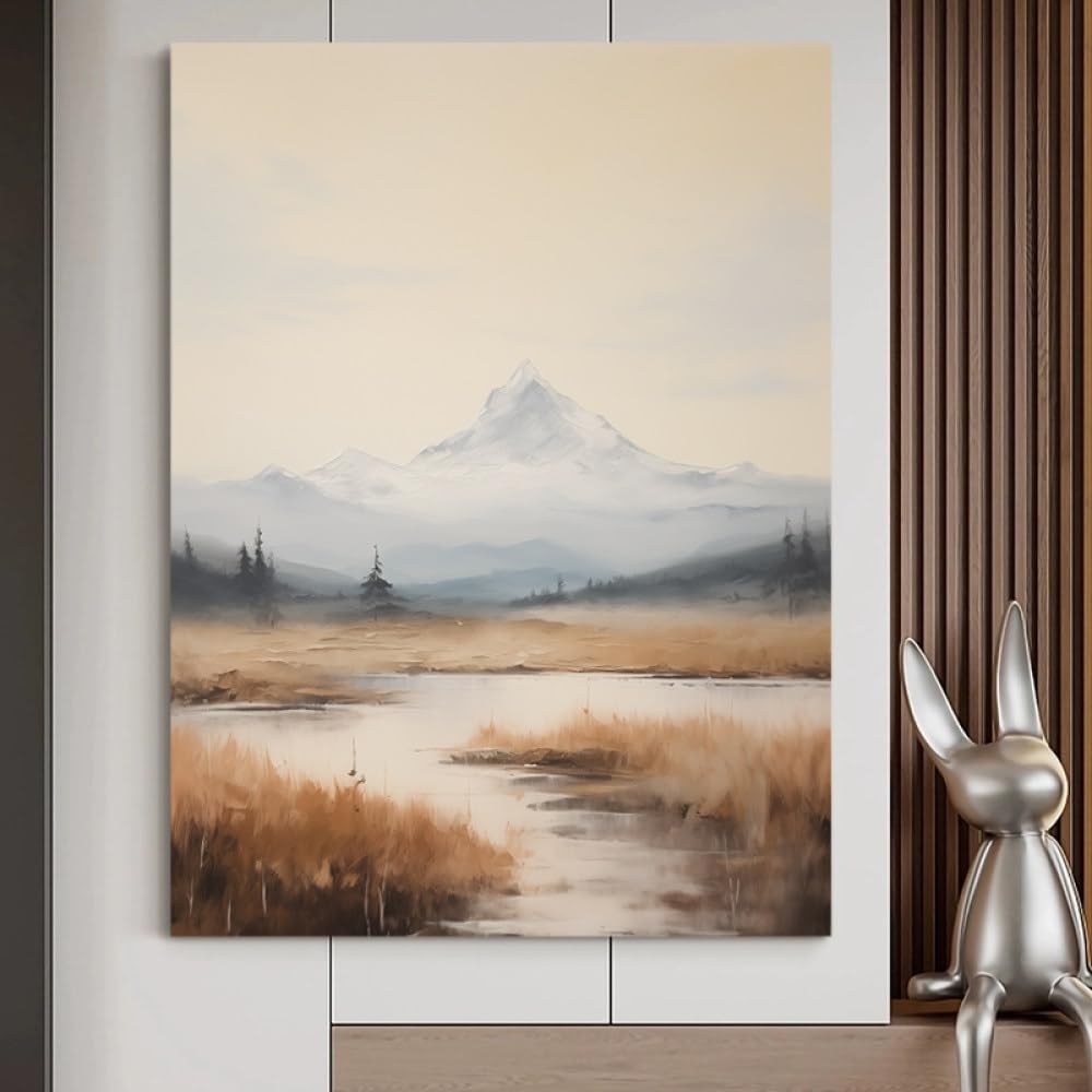 Peinture à l'huile peinte à la main paysage de montagne texture moderne