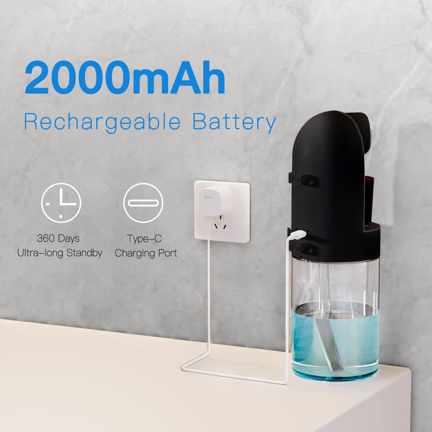 Upgraded Automatic Mouthwash Dispenser for Bathroom, 21.12 oz(600 ml) Touchless Smart Mouth Wash Dispenser 2 Magnetic Holder, 4 Dispensing Levels Wall Mounted Mouthwash Dispenser for Kids Adult(Black) - Image 3