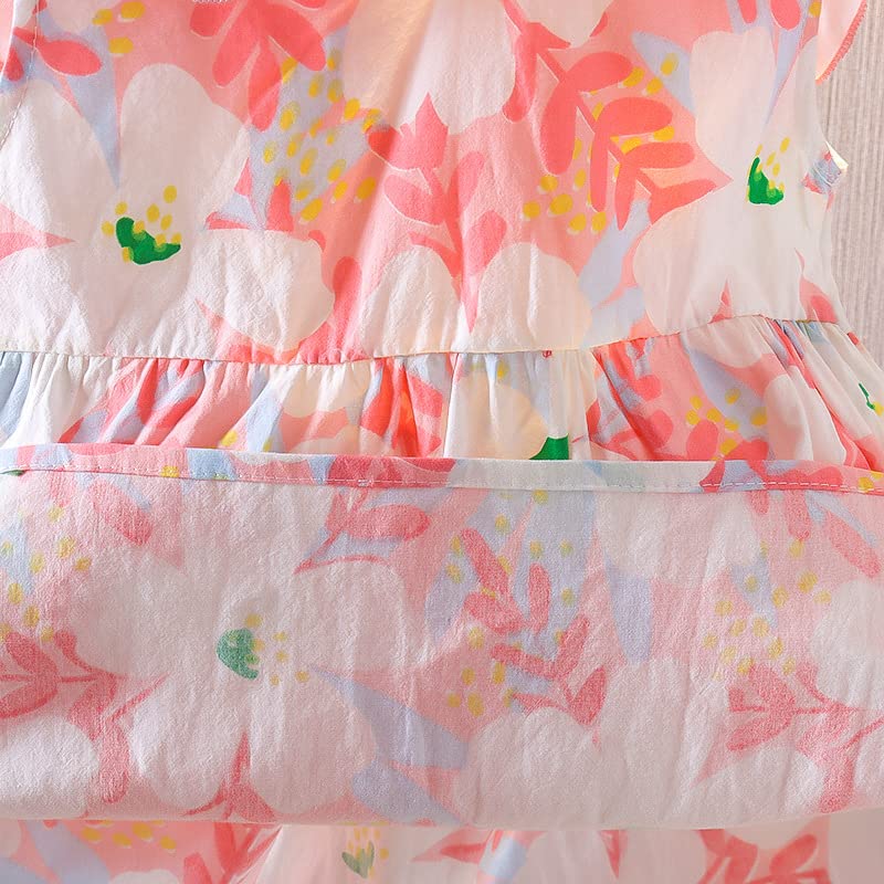 Image of Bold N Elegant Sleeveless Cotton Floral Print Party Knee Length Dress Frock with Bag Purse for Infant Toddler Baby Girl's