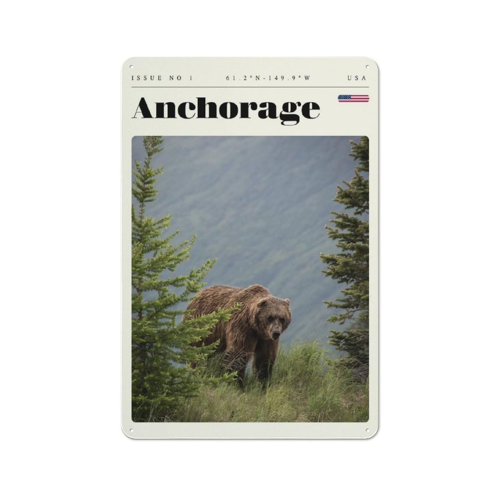 Junmoney Style-5 Anchorage Alaska Travel Art Decorative Metal Wall Decor 30X20cm, Decorative Tin Plaque For Bedroom, Kitchen, Office Or Living Room