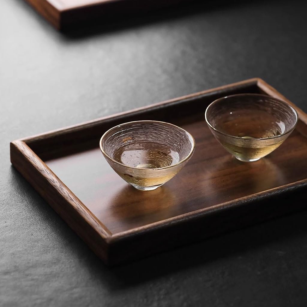Vassoio Portata Vassoio da tè in Noce Ristorante tè pomeridiano Dessert Conservazione Domestica Rettangolare in Legno for Tazza d'Acqua Svuotatasche