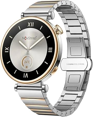NovStrap Huawei Watch GT6 41mm GT4 41mm GT5 41mm GT5 Pro 42mm ile Uyumlu Kordon 18mm One Click  elik Metal G M -GOLD