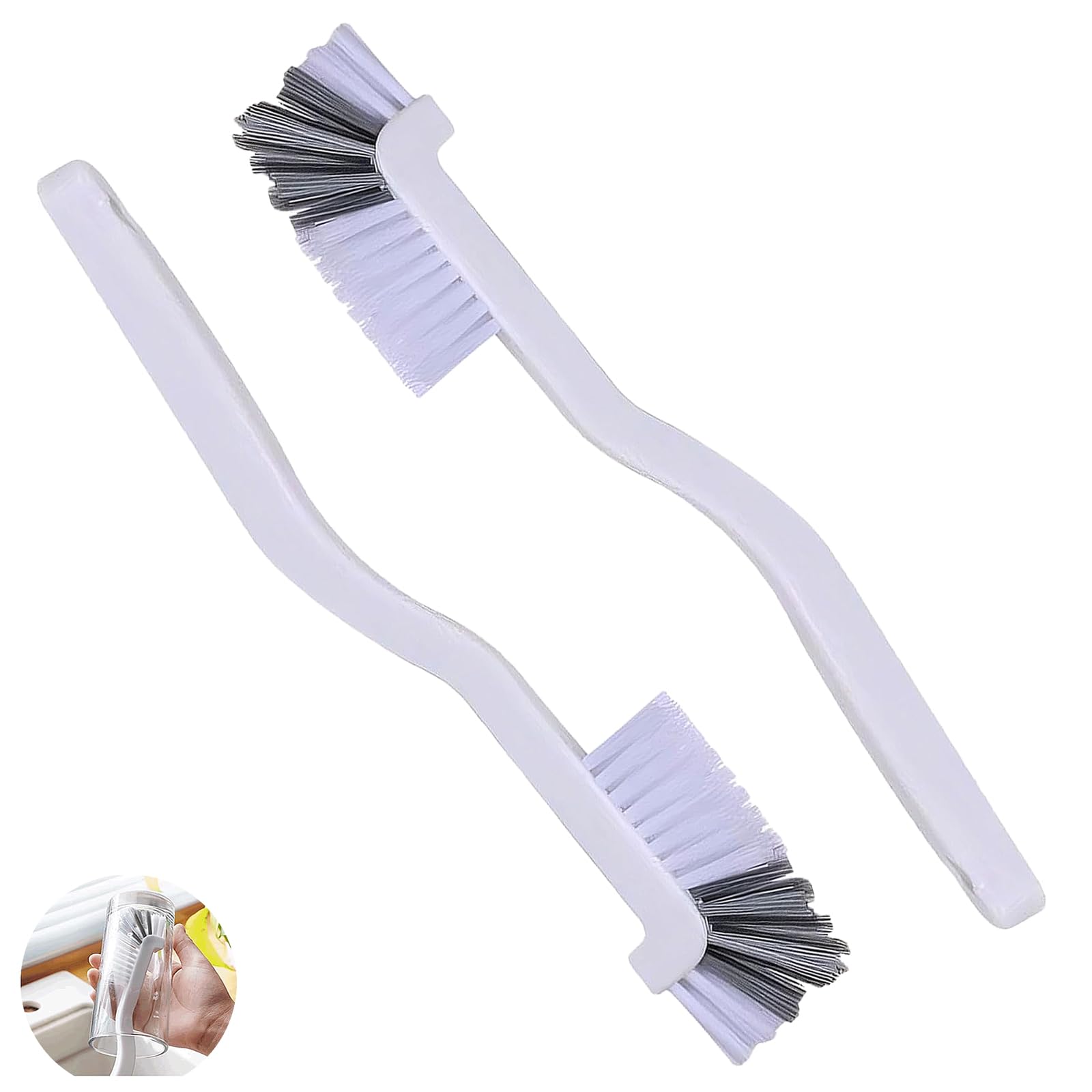 Jfgdvw White 2 Pcs Small Washing Up Brush, Versatile Washing Up Brushes For Kitchen, Cleaning Brushes Kitchen Scrub Brush, Angle Cleaning Brush, For Cleaning Dishes