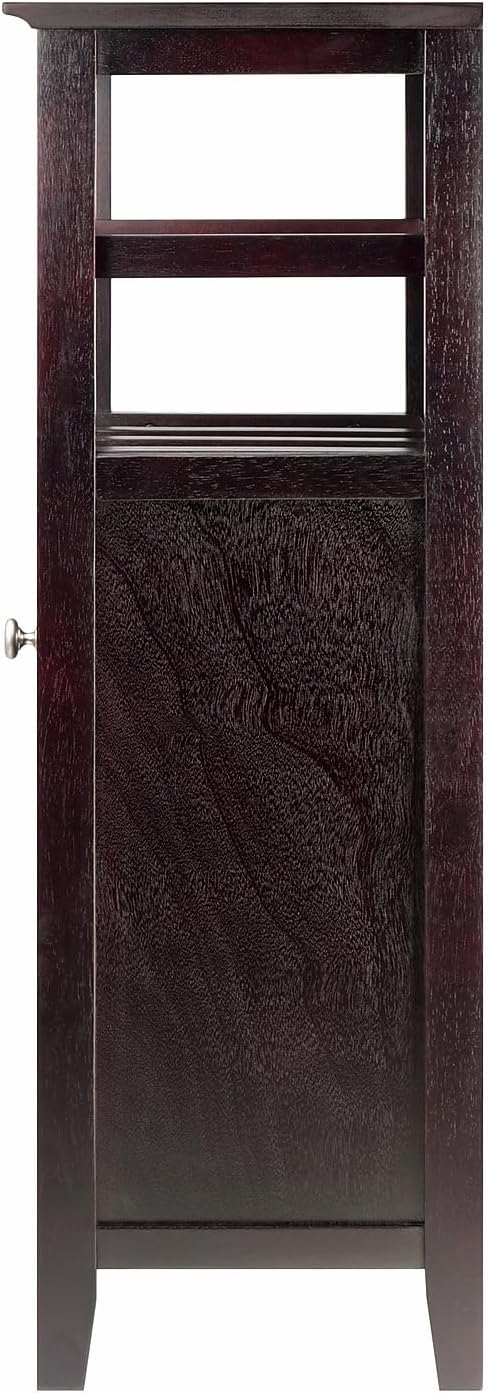 Espresso Transitional 19'' Wine Cabinet with Glass Door & Metal Pulls