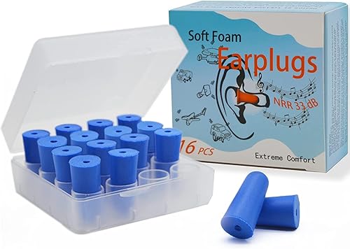 Vista 26 de Tapones para los oídos para cancelación de ruido para dormir, tapones para los oídos de espuma suave NRR de 33 dB más altos, auriculares de Naranja