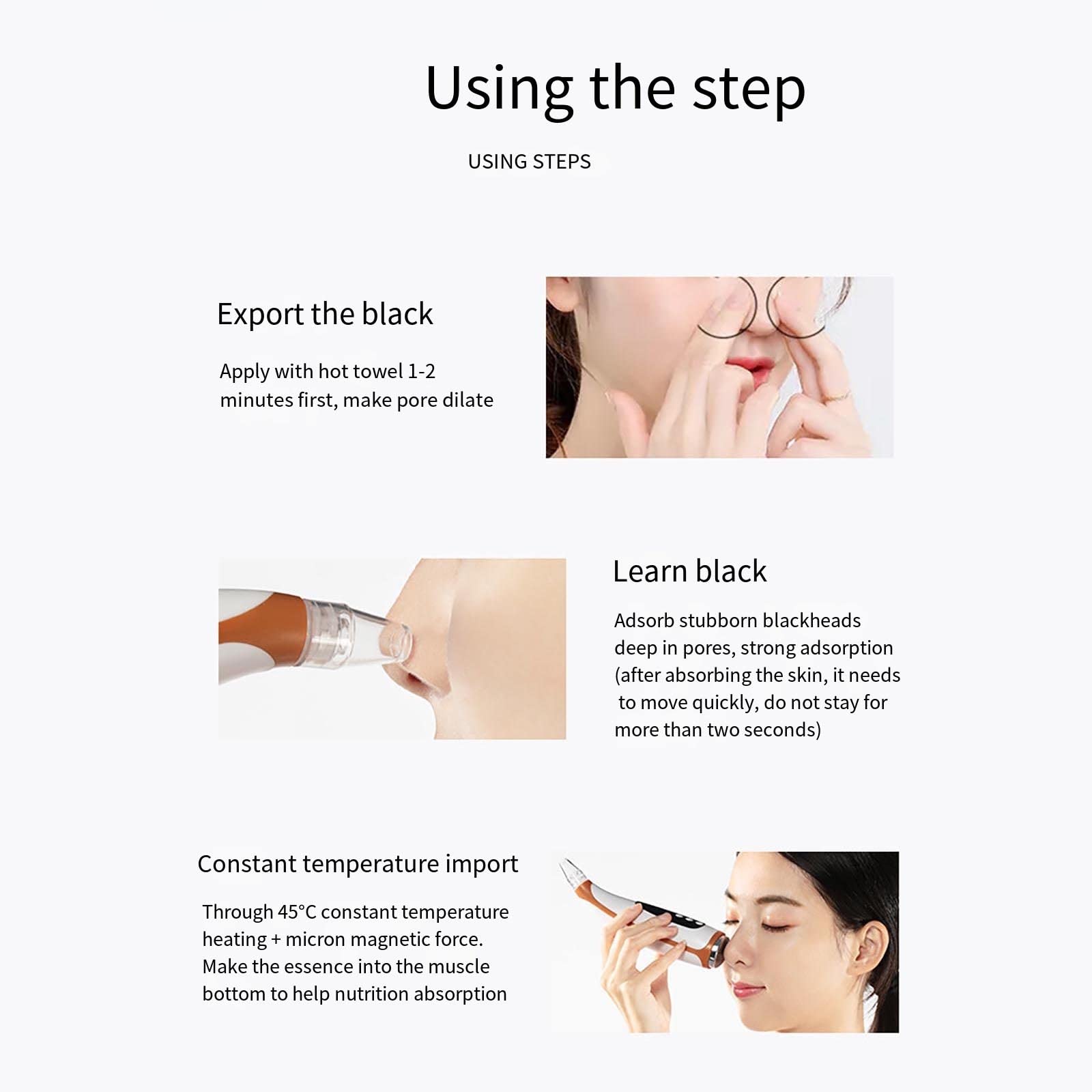 WolFum Kit de extractor de acné eléctrico – Herramienta extractora de puntos blancos de comedones de acné, herramienta de succión de puntos negros, aspiradora de poros, limpiador de poros facial,