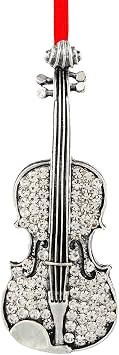 D4DREAM Silver Violin Ornament - Metal Violin Hanging Ornaments for Christmas Tree Decoration Christmas Ornaments Keepsake Gifts for Music Player
