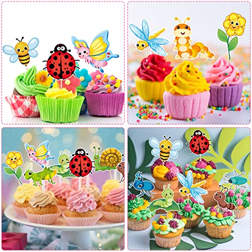 48 Pcs Summer Spring Insects Cupcake Toppers Insects Party Decoration Cupcake Toppers Picks Sunflower Butterfly Bee Ladybug Cake Topper Picks Table Toppers For Baby Showers Birthday Party Decorations #TOP6