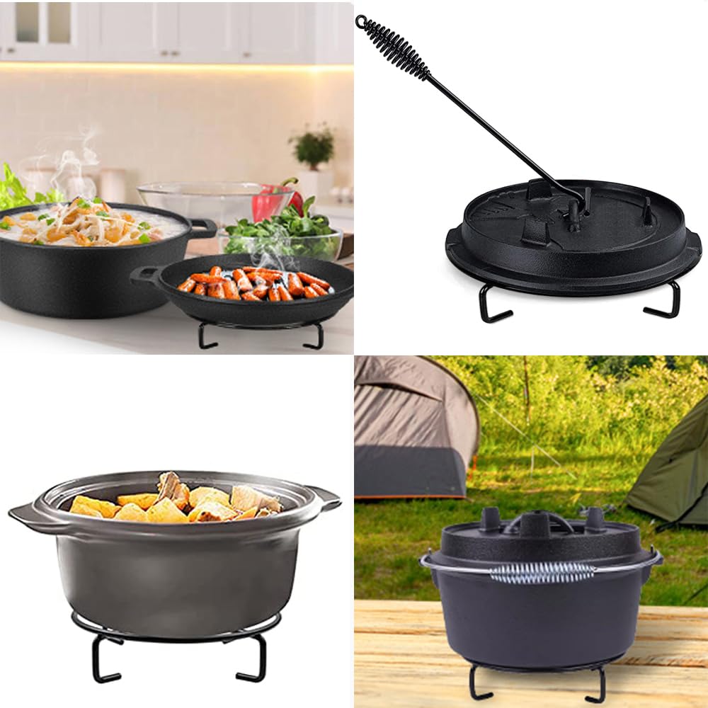 Deckelheber Dutch Oven Griffhaken, 26CM Dutch Haken, Feuertopf Deckelheber, Dutch Untersetzer, Ständer, Untergestell Dutch Oven Zubehör Set