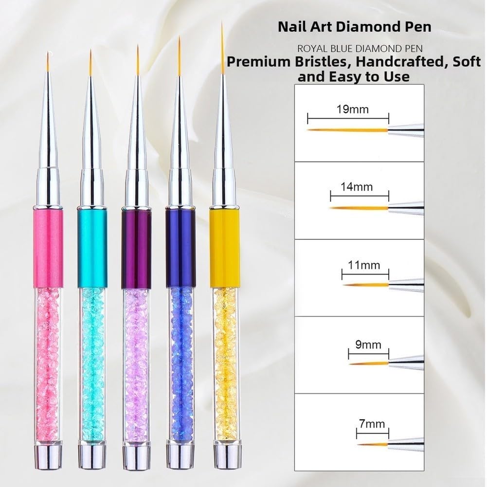 Set Pinceles Uñas 5uds Dibujo Líneas Preciso(Gold)