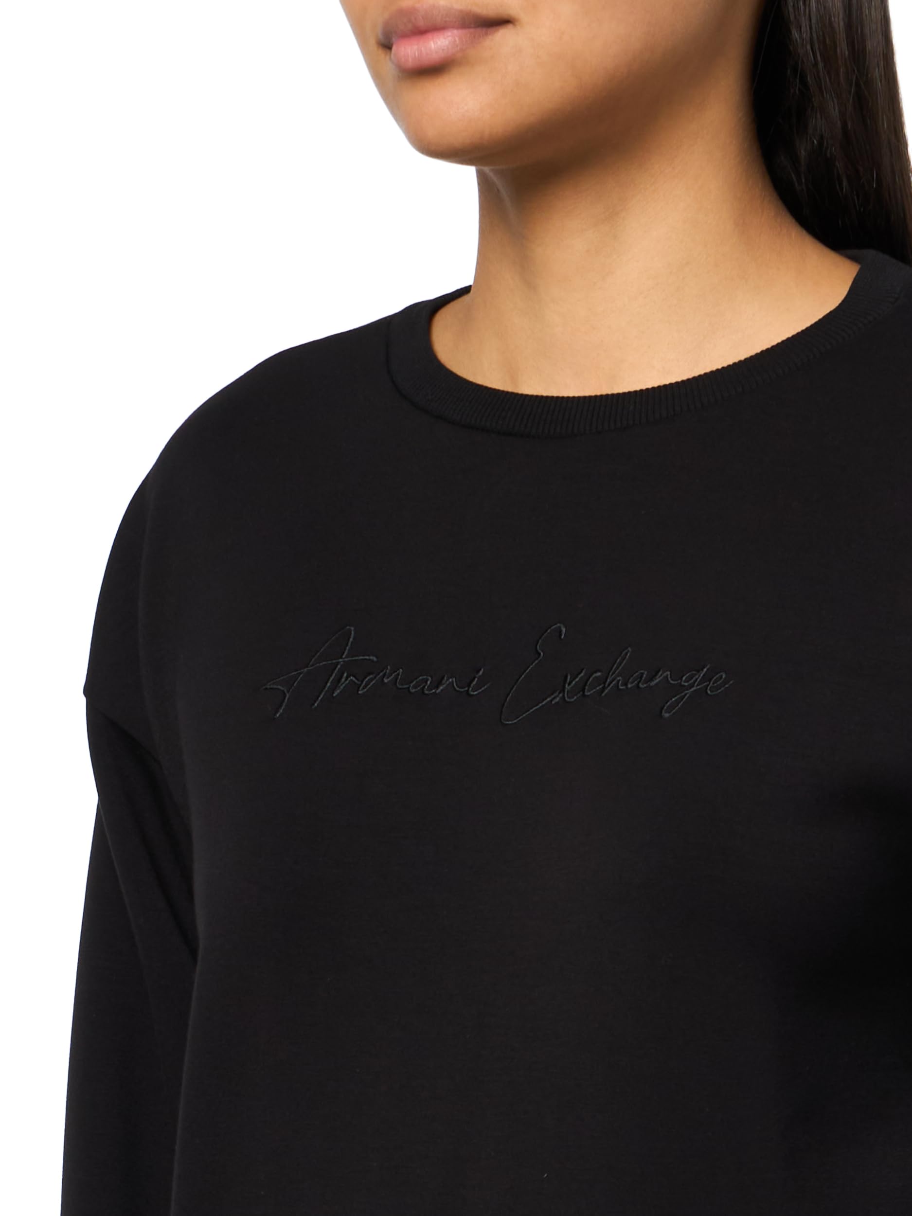 Armani Exchange Essential, Embroidered Logo Signature, Crewneck Maglia di Tuta Donna (Pacco da 1)