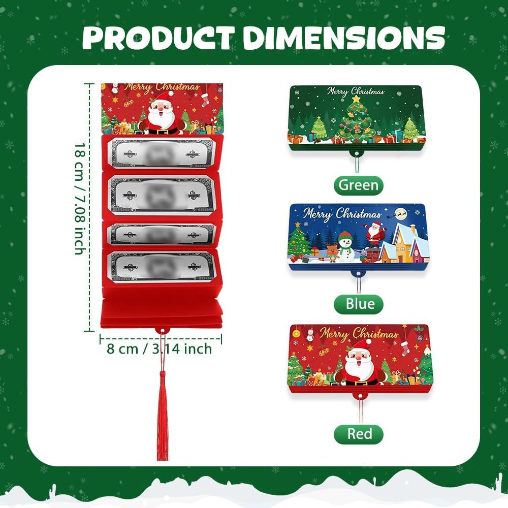 2026 New Christmas Money Holders for Cash, Money Christmas Cards with Envelopes, Cashes Envelopes for Santa Cash Supplies, Surprise Xmas Gifts - 3pc (Green)
