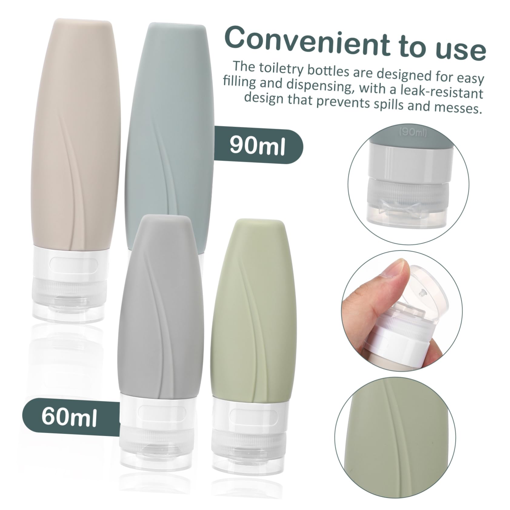 FRCOLOR 4 Sets Silikon Flaschen Set Lotionsflaschen Shampoo Flaschen Quetschflaschen Sprühflaschen Reiseflasche Reisebehälter Für Toilettenartikel Shampoo Spender Toilettenartikel
