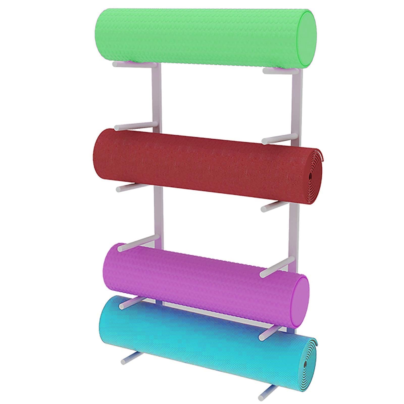 Soporte para esterillas de Yoga, Soporte de Pared de 6 Niveles, Organizador de Rodillos de Espuma y esterillas de Ejercicio de Metal para Gimnasio y hogar, fácil instalación, Elegante soluci