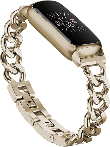 Bolesi Compatible con correas Fitbit Luxe, correa delgada de metal de acero inoxidable, correas ajustables de repuesto para reloj inteligente Fitbit