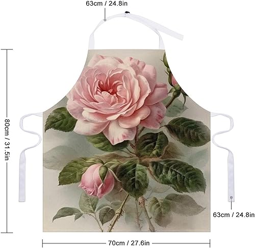 Miniatura 2 de Personalized Vintage Beautiful Rose Adult Apron, Kitchen Cooking Aprons for Woman Man, Adjustable Bib Apron with Pocket for Baking, BBQ Crafting