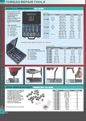 Miniatura 19 de HHIP 1011-0081 Kit de reparación de roscas helicoidales STI de 31 piezas 1/4-20