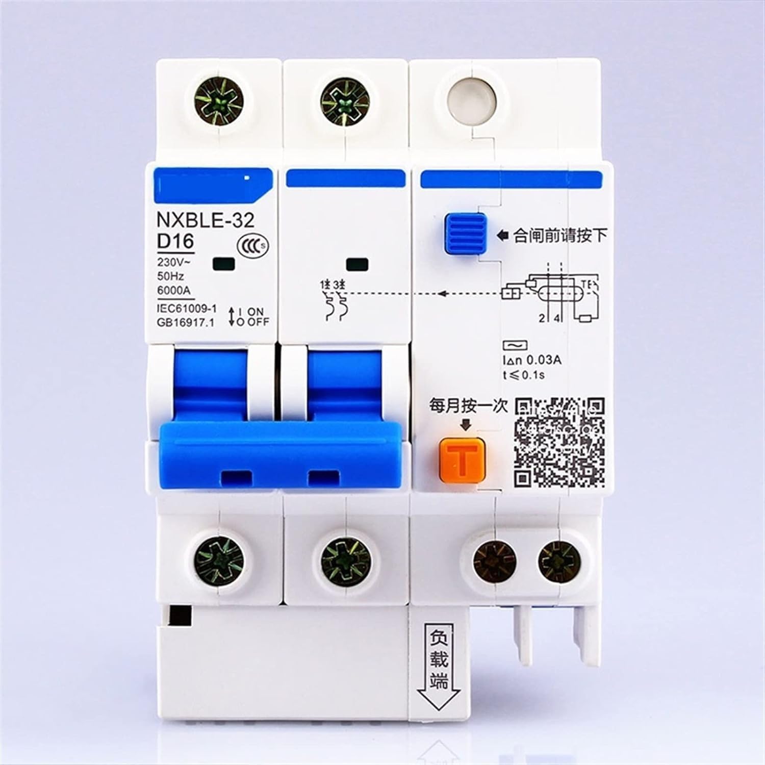 Lhnbgtuiw 1 Ac230/400V Nxble-32 2P Residual Current Device D6 0 6 20 25 32A Type D Short Circuit Protection Overload Pcs(25V)