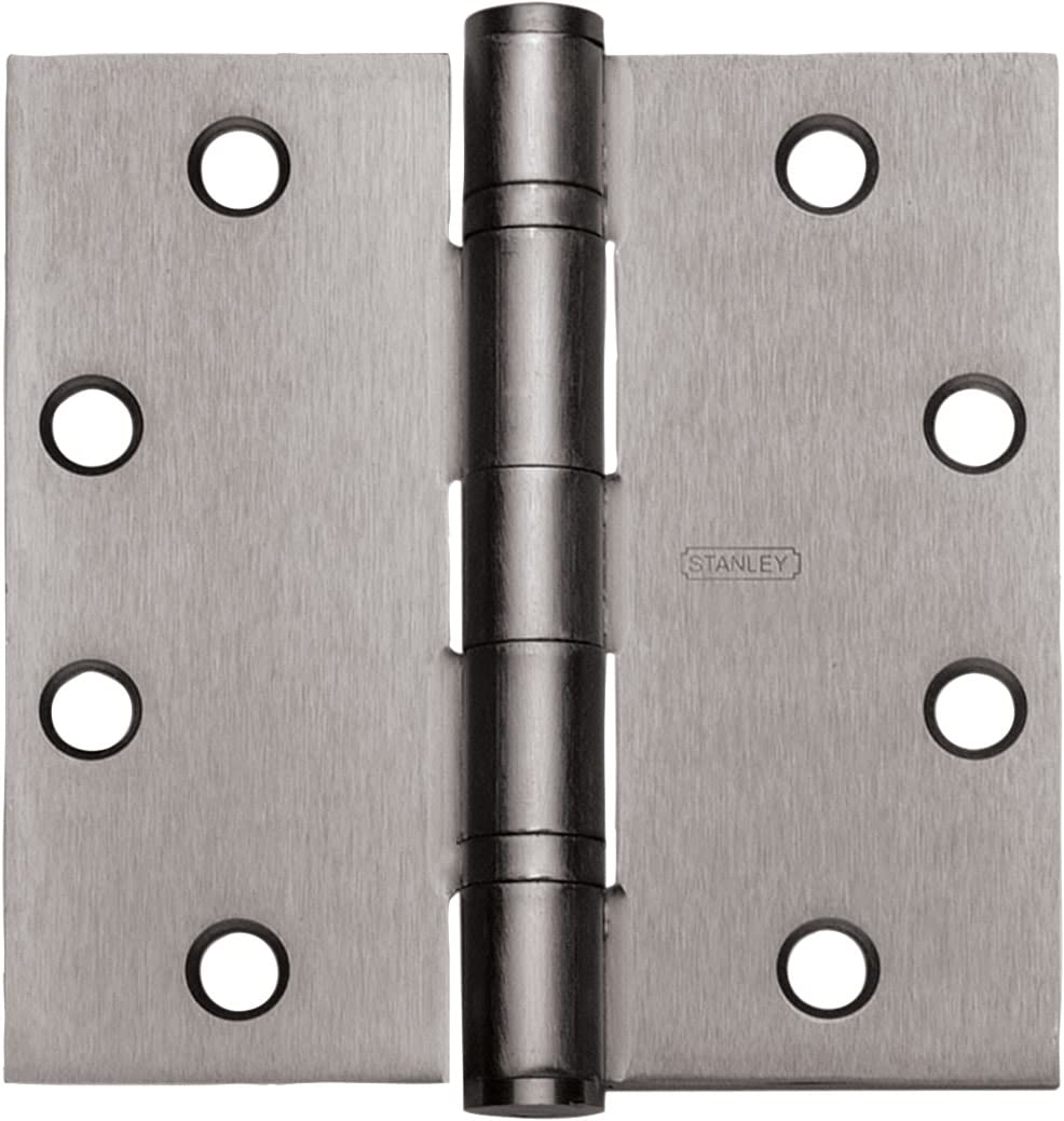 Stanley Security FBB179412426D 4-1/2" x 4" Steel Full Mortise Ball Bearing Standard Weight Square Corner Hinge # 063416 Satin Chrome Finish