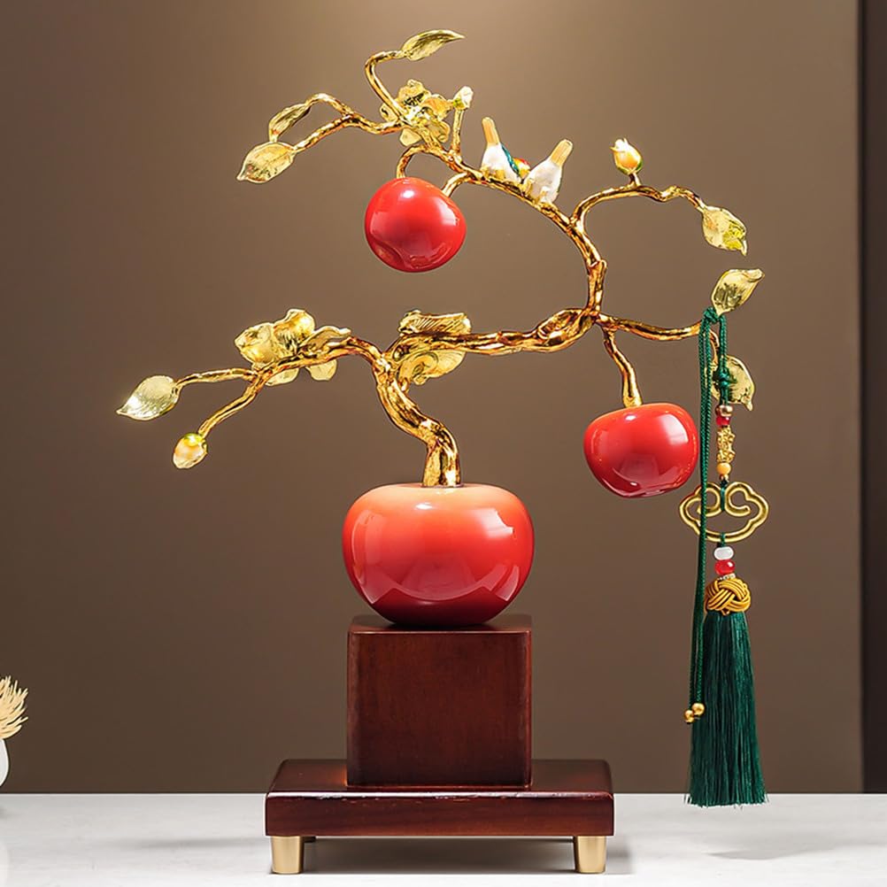 Feng Shui Wielokolorowe pieniądze Chińska dekoracja na szczęście i bogactwo Ozdoba owocowa wykonana z ceramicznej wolnostojącej ozdoby Pasuje do każdego rodzaju wystroju, idealna,Orange