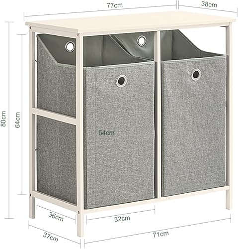 Miniatura 4 de Haotian BZR57-W - Cesta de lavandería con estante, cesta de lavandería, clasificadora de ropa con 2 bolsas extraíbles y extraíbles para cuarto de