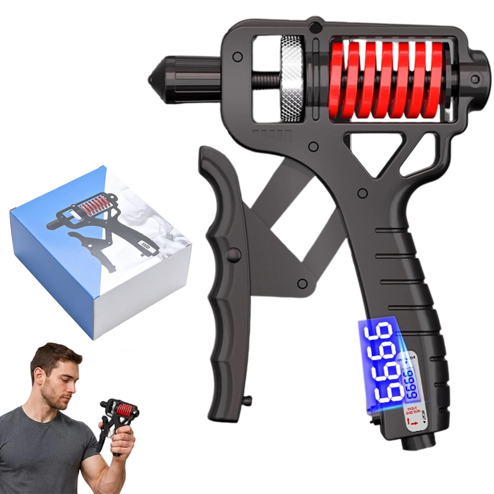 Adjustable Resistance Hand Grip Strengthener, Forearm Grips Strength Trainer, Non-Slip with Digital Counter, 10-360 Pounds, for Muscle Building, Hand Treatment and Strength Recovery (Uncoated 3)