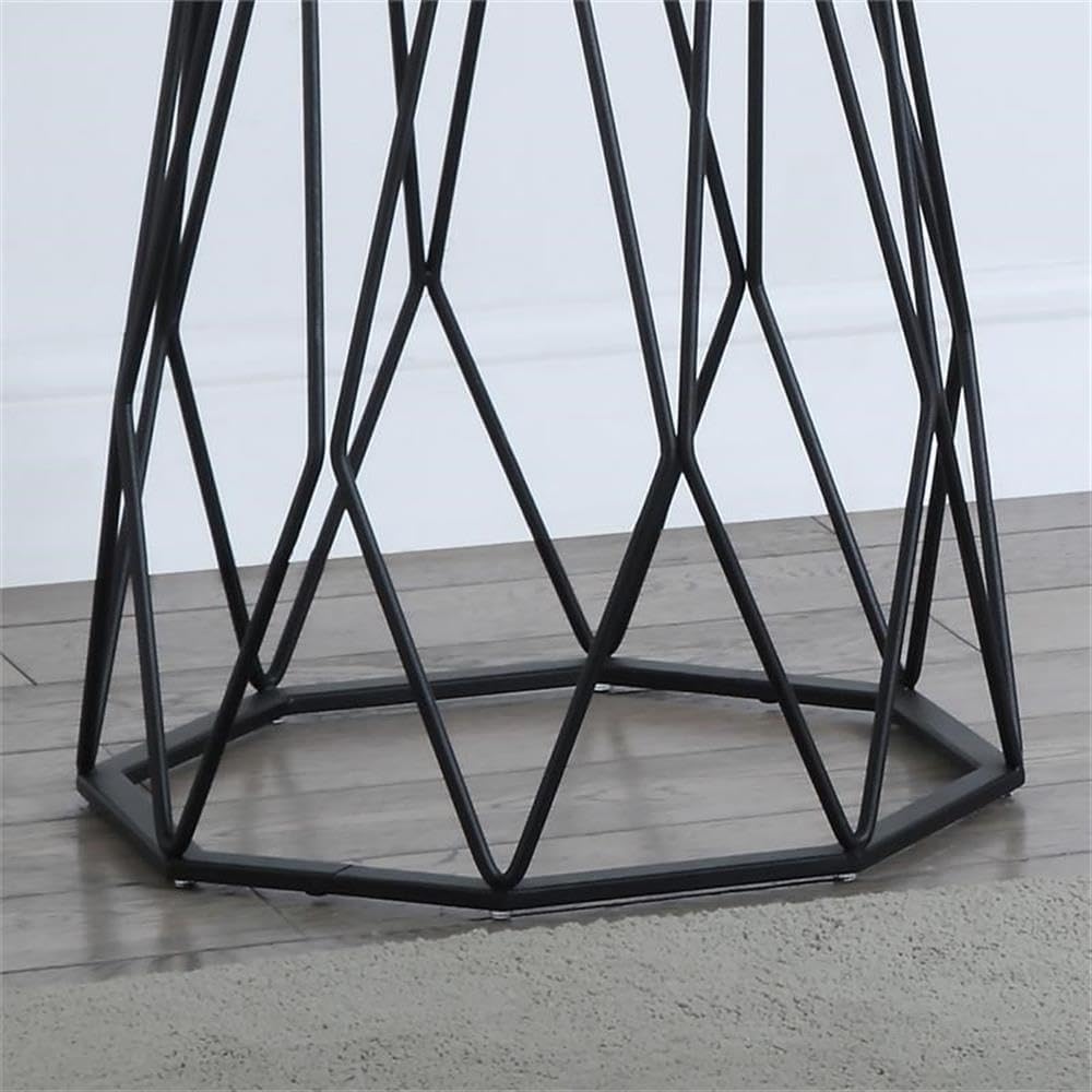 BOWERY HILL Contemporary Glass Top End Table, Octagonal Steel Base, Sand Black Powder Coating Finish, 24 x 24 x 23 Inches, Tempered Glass Tabletop, Modern Accent Table for Living Room or Compact