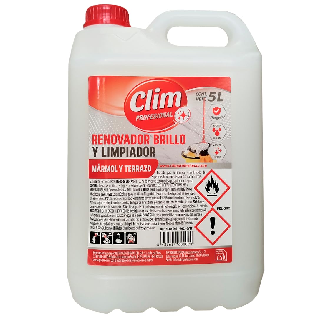 Clim Profesional Fregasuelos Renovador de Brillo para Mármol y Terrazo 5L