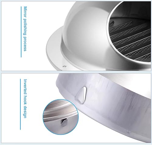 Miniatura 8 de KDDEON Round Stainless Steel Ventilation Grill Windproof Cap,Range Hood Exhaust Pipe Chimney Cowl Cap,Grille with Louvres,for Exterior Wall