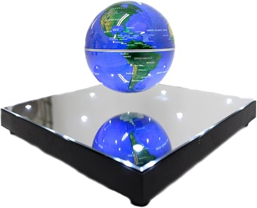 Miniatura 2 de PowerTRC Globo giratorio de levitación magnética suspendido en aire flotante globo de 3.5 pulgadas, base ABS con espejo y luces LED