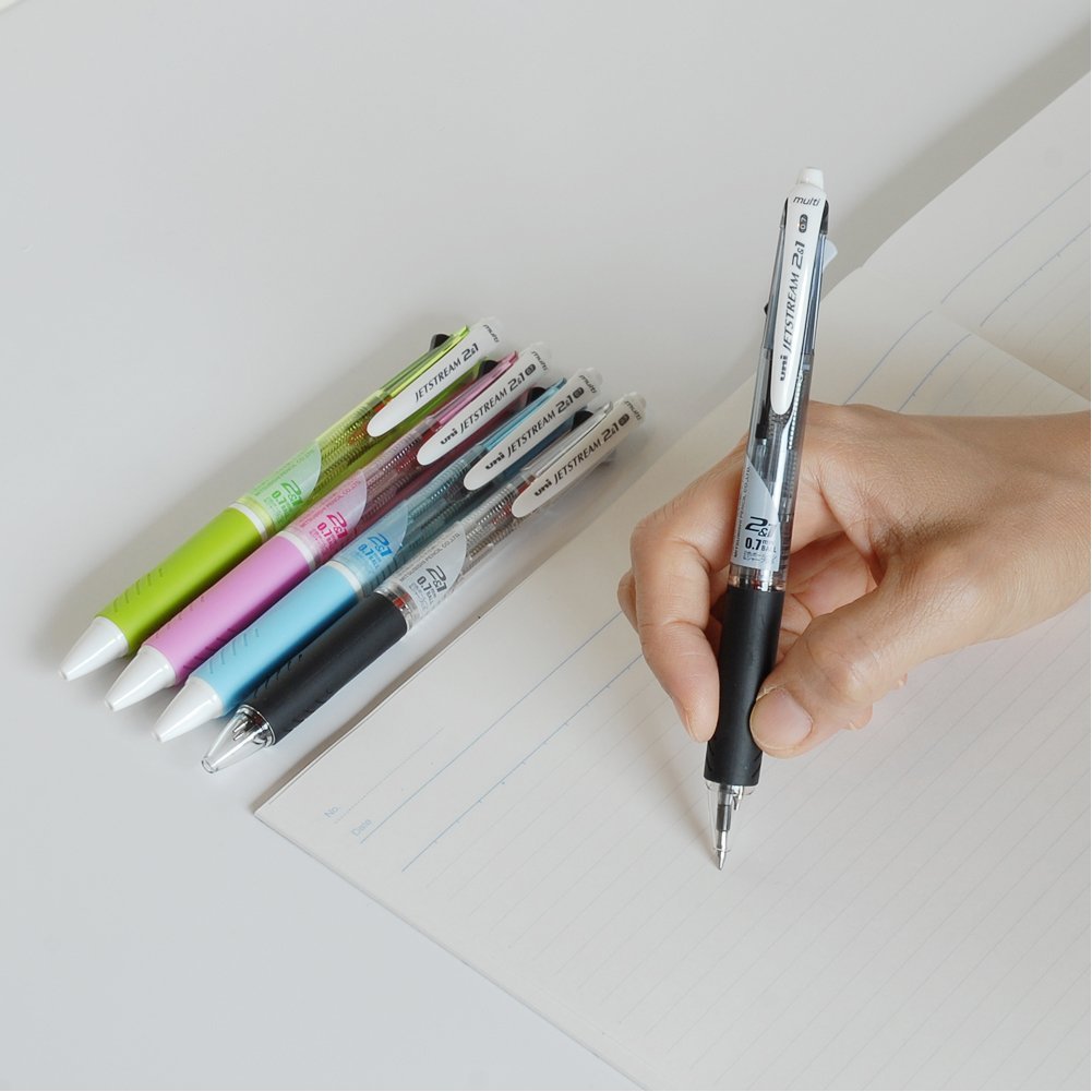 Uni-ball Jetstream MSXES-1000 - Penna a sfera multifunzione a 4 colori da 0,7 mm, con matita meccanica da 0,5 mm, inchiostro pigmentato impermeabile, inchiostro nero, blu, rosso e verde, corpo