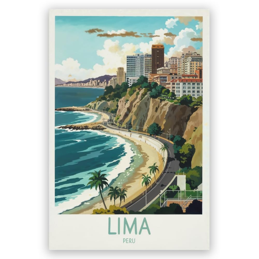 JYscillate Lima Peru Wall Art vintage travel posters nature city landscape picture Canvas Prints Suitable for home room living room office bedroom