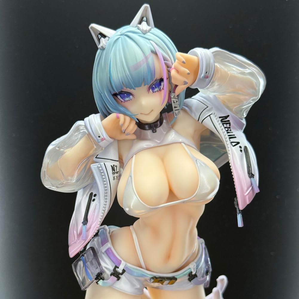 DEXSHUN Kin Mirai Nekomata MIU Figur Anime Manga Illustration Figuren Süße Katzenfrau Modell PVC Anime Statue Sammlerstück Dekoration Geschenk 24cm