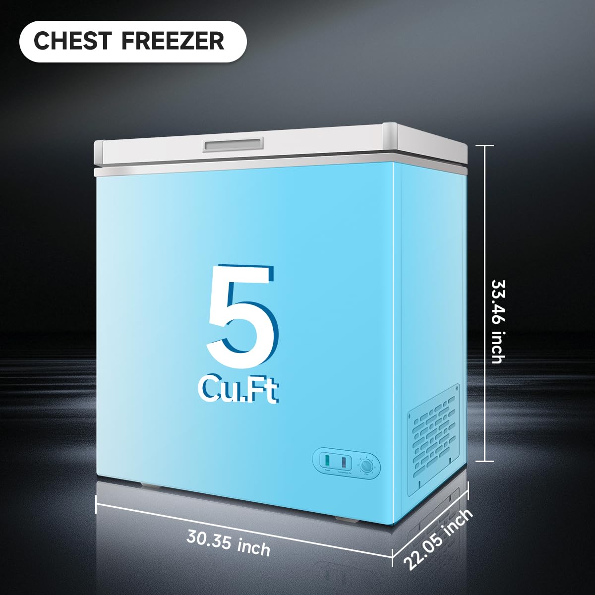 Amacv Orikool Chest Freezer 5.0 Cu.Ft Solid Top Commercial Deep Chest Freezers With Lockable Stay-Open Lid Painted For Back-Of-House Bulk Storage on Fridge.com - View 6