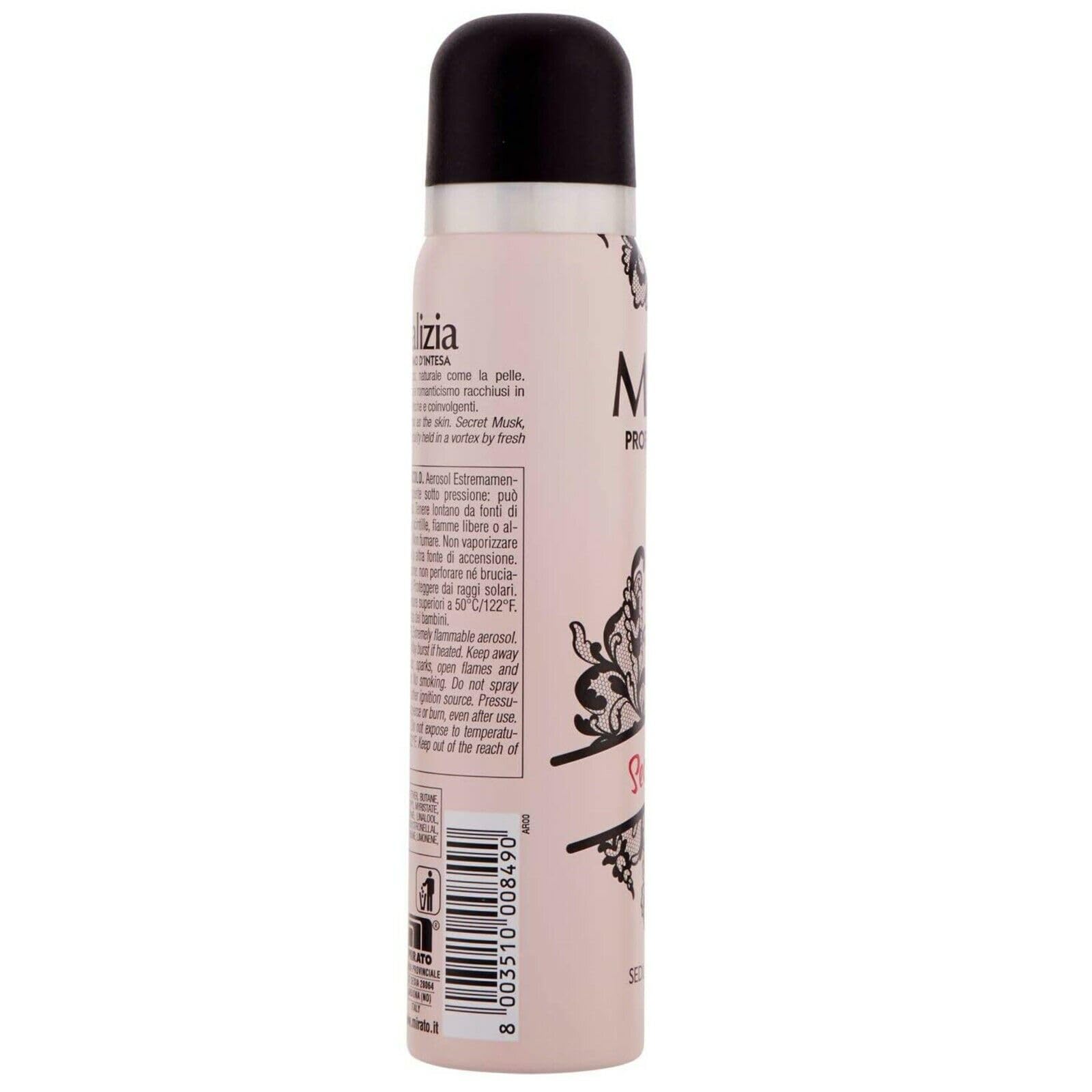 12x MALIZIA Deodorante Donna Secret Musk Seduction Parfum,Deodorant Deo Spray für Damen 100ml + Beni Culinari Kostenloser Schlüsselanhänger