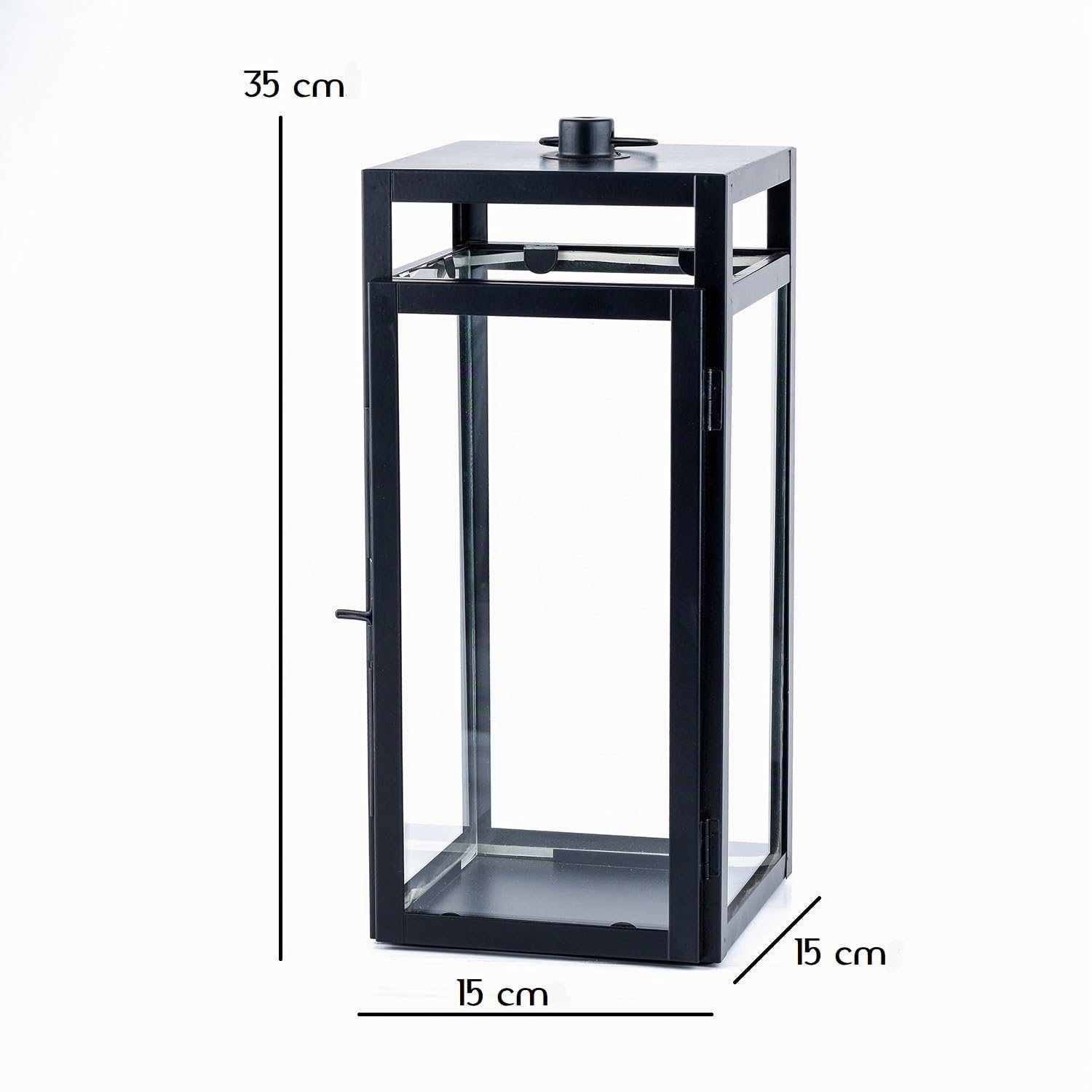 Skandinavisches Gartenwindlicht Edvin edel aus Metall in Schwarz 35 cm