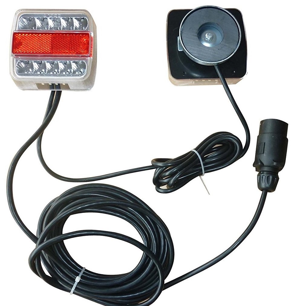 Rear light set for trailers with magnetic 7-pin plug, 7.5m cable, halogen LED