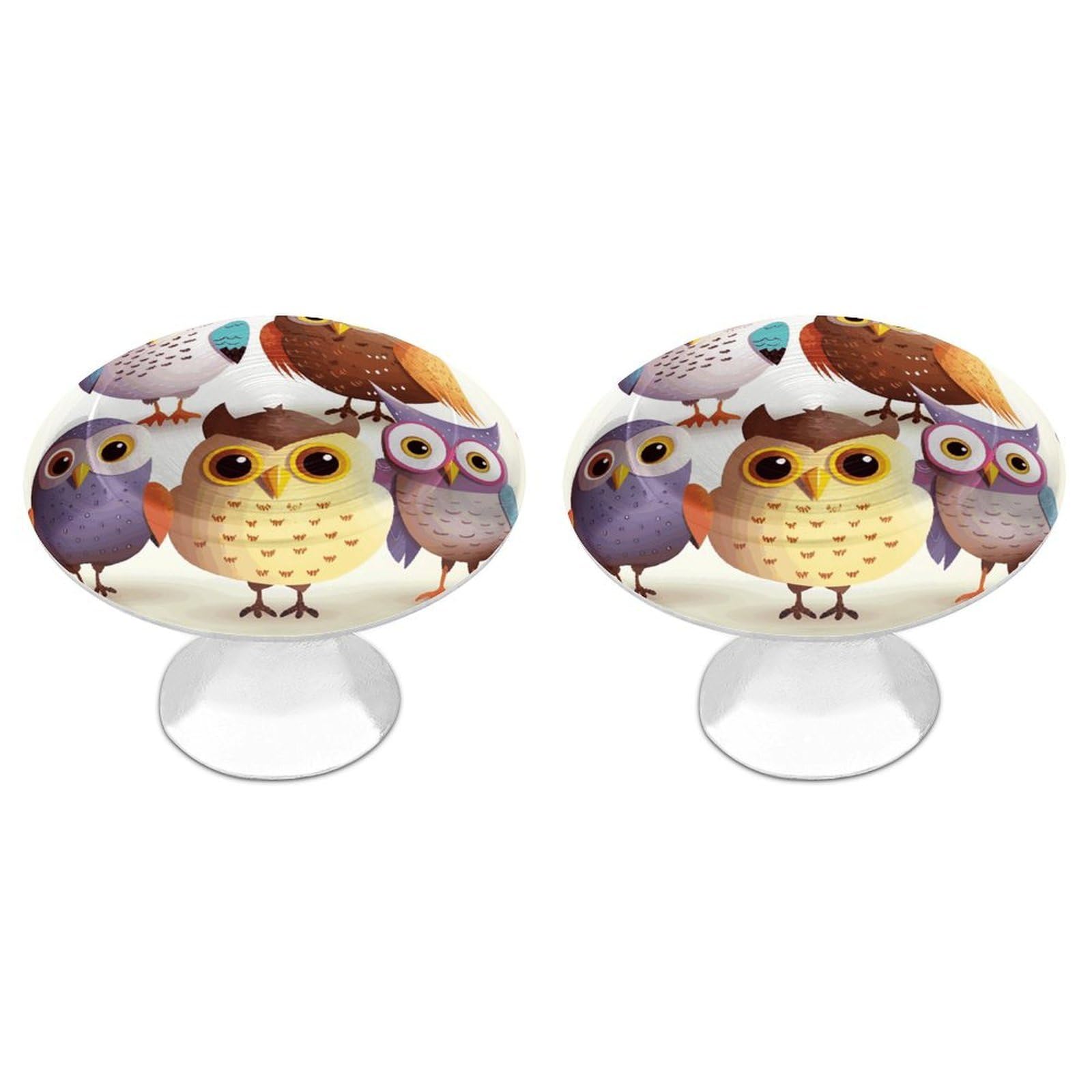 FekiLoot Owls Birds Cabinet Knobs Personality Stainless Steel Round Drawer Handles Circle Modern Cabinet Handles Drawer Knobs for Kitchen Dresser Bathroom Cupboard Furniture