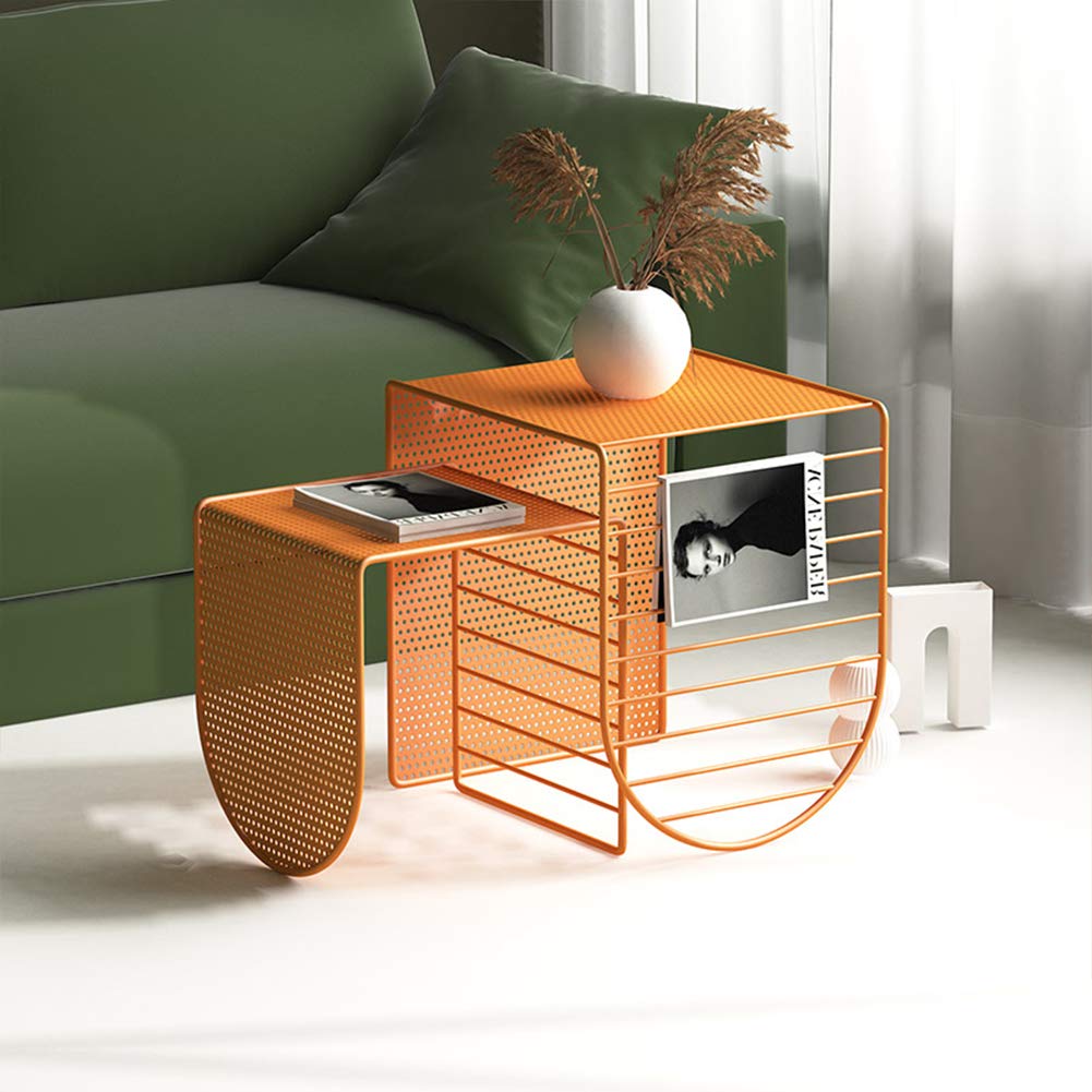 TY-ZWJ Multifunctional Wrought Iron Table Frame, Sofa Coffee Table Small Apartment TV Cabinet Combination Simple Decoration Light Luxury Light Metal Table Frame,Orange,A+B
