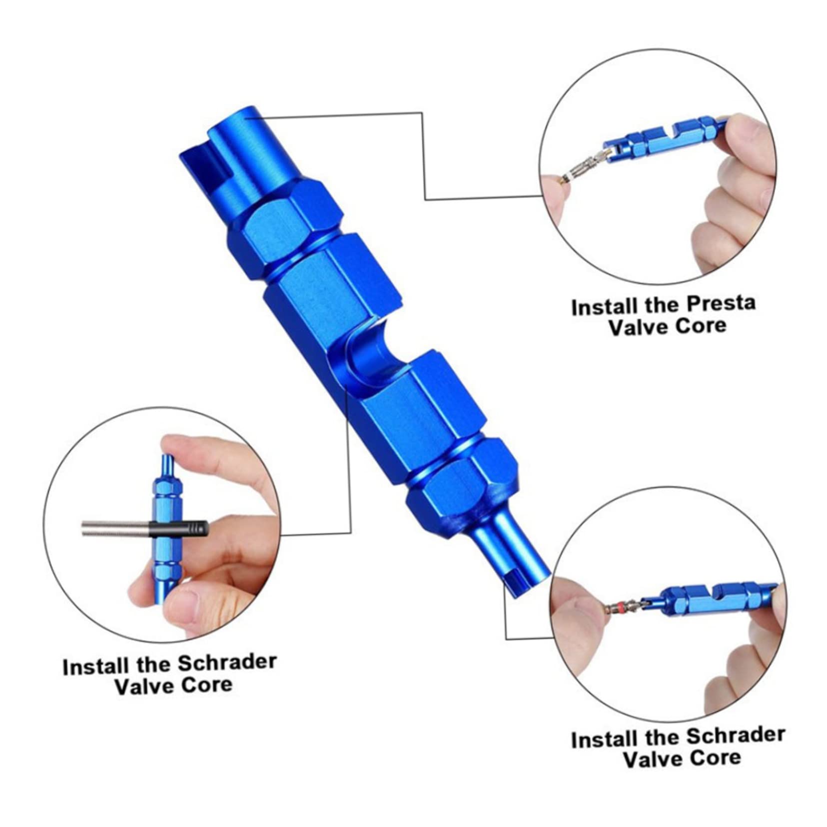 POPETPOP Ventiladapter Ändern Kern Luft Entfernung reifenventil Adapter Fahrradventil Adapter Set Fahrradvorbau-Entferner Stielabdeckung Werkzeug entfernen Aluminiumlegierung Black