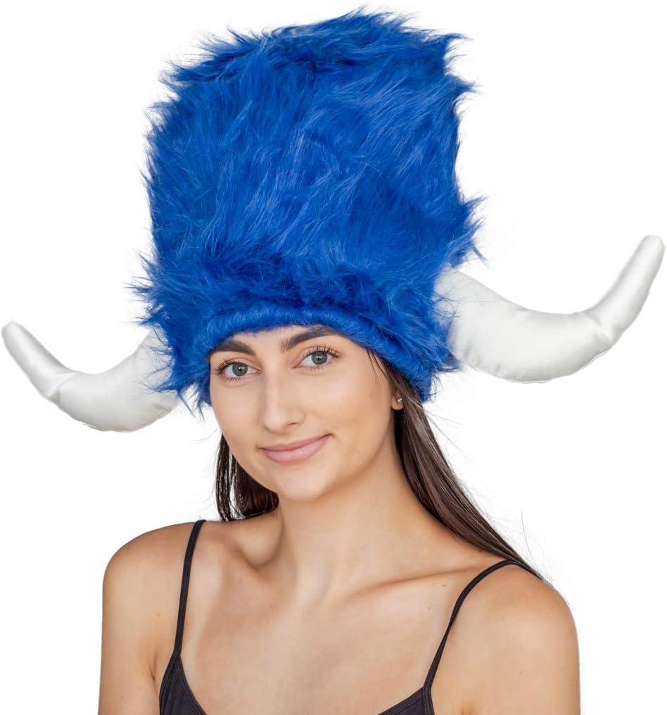 Costume Agent Viking Furry Blue Hat Helmet Adult Halloween Costume Accessory