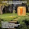 Backyard Discovery Lennon Outdoor Cube Sauna 4-6 Person, 9kW WiFi Electric Heater, Cedar Wood Home Sauna, Tempered Glass, Finnish Sauna Kit